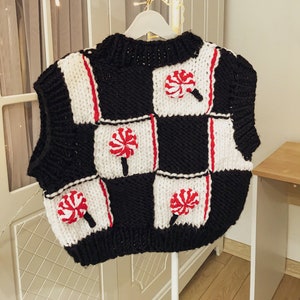 Funyarns、キッズ レッド スワール ロリポップ、子供用カーディガン、ブラックとホワイトのセーターベスト、Cherest Shake'e セーター、Cherest キッズ カーディガン、ロリポップ