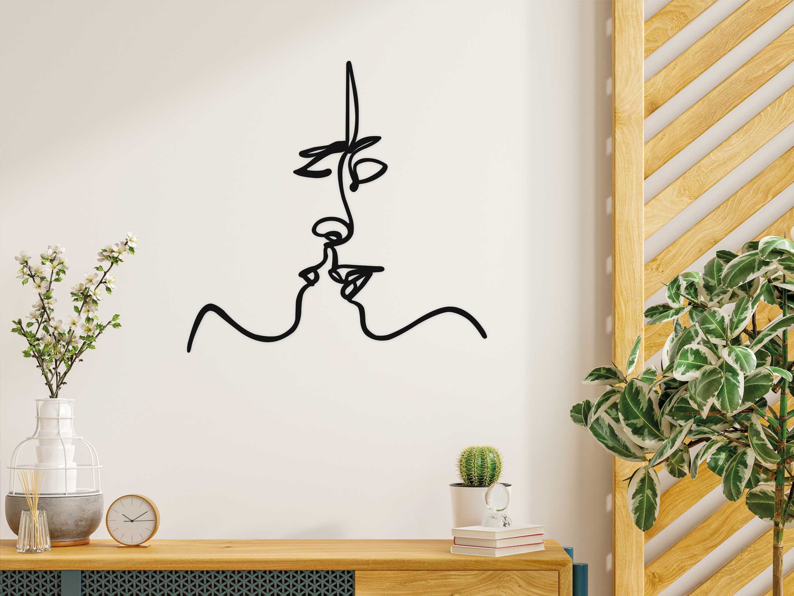 Kiss Metal Wall Art Love Line Wall Art Kiss Wall Art Couple Etsy