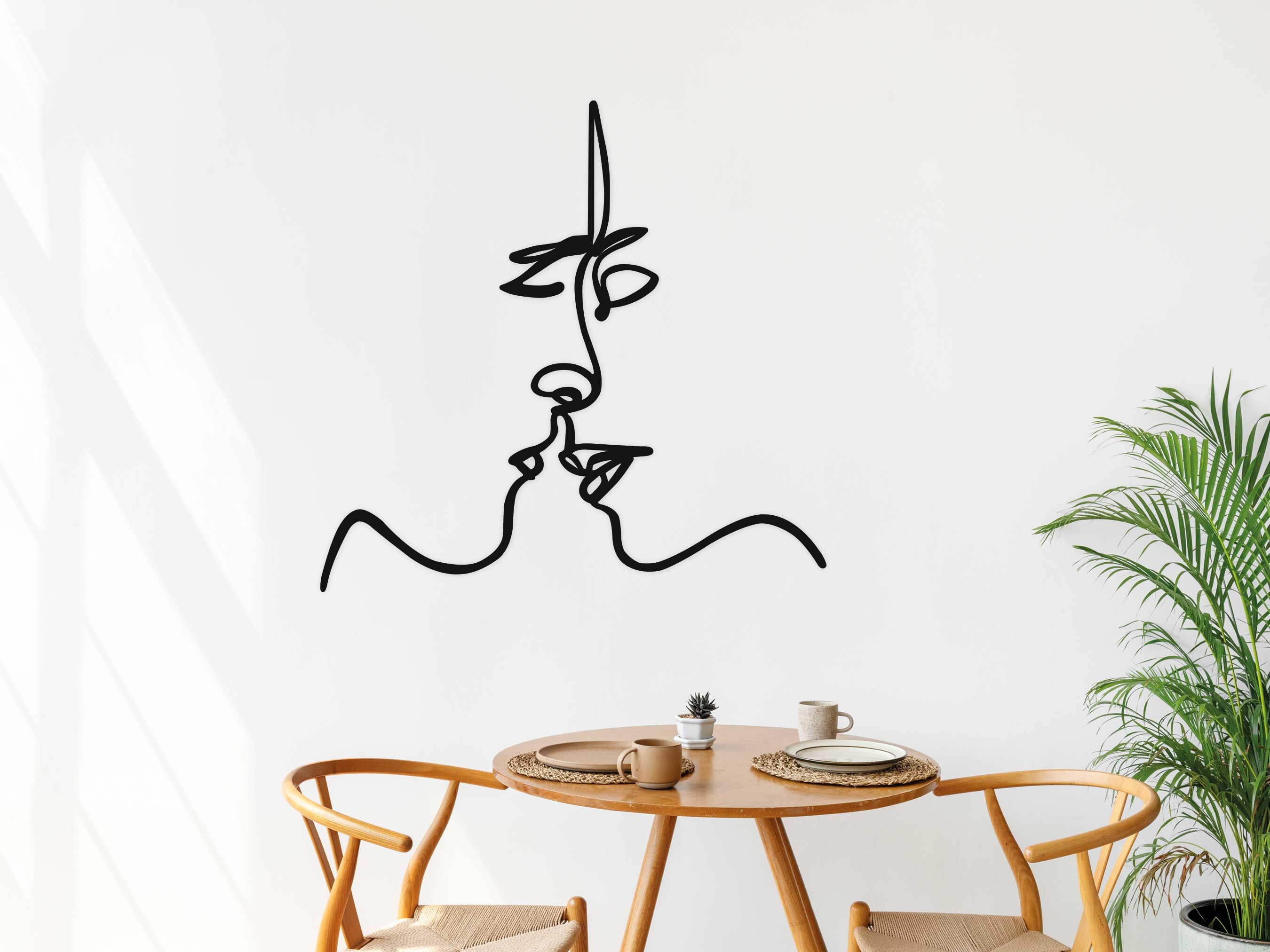 Kiss Metal Wall Art Love Line Wall Art Kiss Wall Art Couple Etsy