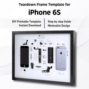 iPhone 6S Teardown Template Download | Download Disassembled iPhone 6S Framed Blueprint |  Gerahmtes iPhone 6S emoldurado | Apple 6S Art
