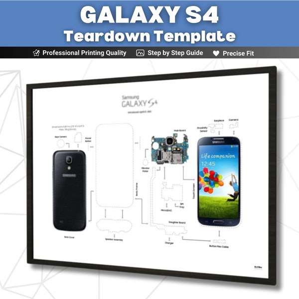 Galaxy S4 Teardown Art Template Download , Disassembled S4 Galaxy Schematic Frame , Android Series Galaxy S4 , Galaxy S Series Frame Art