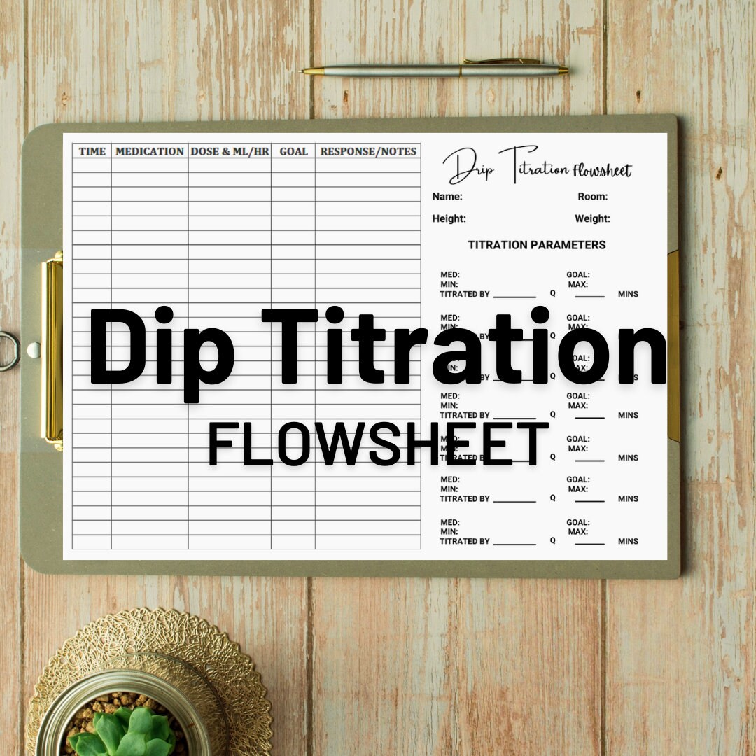 Nursing Drip Titration Flowsheet Nursing Student Titration Etsy Australia