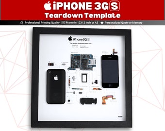 iPhone 3GS Teardown Template Download | Download Disassembled iPhone 3GS Framed Blueprint |  Gerahmtes iPhone 3GS emoldurado