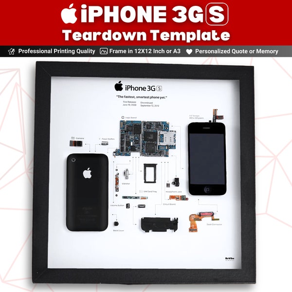 iPhone 3GS Teardown Template Download | Download Disassembled iPhone 3GS Framed Blueprint |  Gerahmtes iPhone 3GS emoldurado