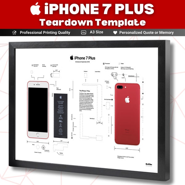 iPhone 7 Plus Teardown Template Download , Download iPhone 7 Plus Framed Blueprint , Gerahmtes iPhone 7 Plus emoldurado , Vorlage 7 Plus