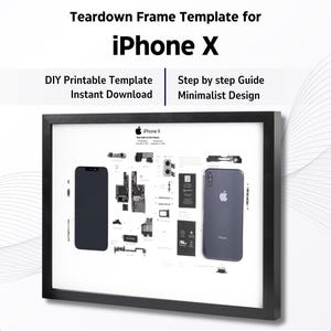 iPhone X Teardown Template Download | Download Disassembled iPhone 10 , iPhone X Framed Blueprint ,  Gerahmtes iPhone Teardown , Apple X Art
