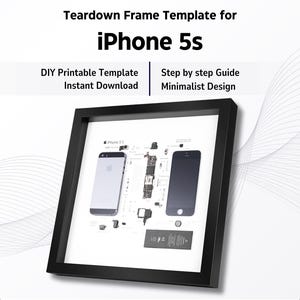 iPhone 5S Teardown Template Download | Disassembled iPhone 5S Framed Art | iPhone 5S Breakdown | DIY iPhone 5S Template | iPhone 5S Art DIY