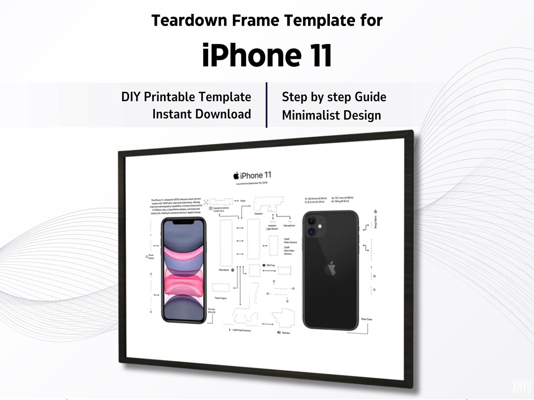 IPhone 11 Teardown Art | Blueprint Frame Template (digital Download ...