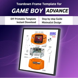 Game Boy Advance Teardown Template | 2001 GBA Frame Art Print Ready | Download Teardown Art for Gameboy Advance | Instant Download | DIY Art