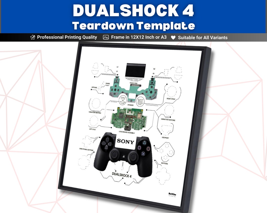 Download DUALSHOCK 4 Teardown Template, Playstation 4 Controller Framed
