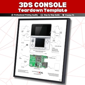 3DS Teardown Template Download , 3DS Game Console Teardown Template in Square For DIY Frame TechArt , Disassembled Retro Game Controller