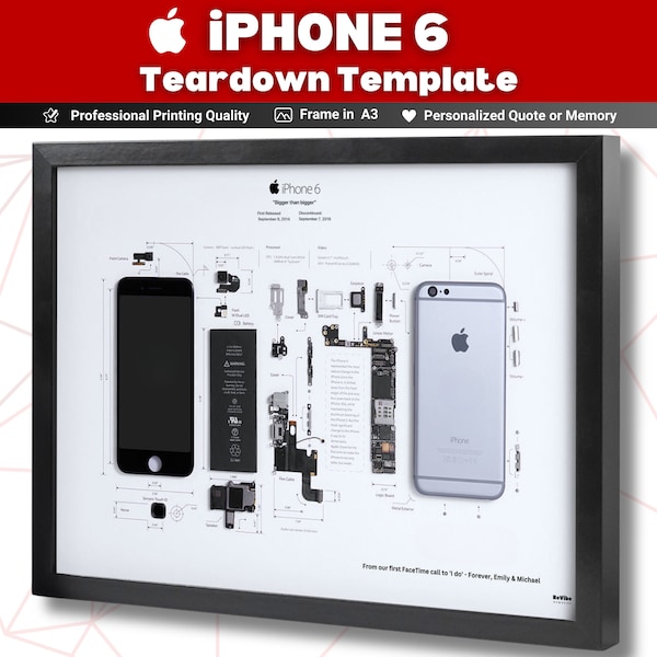 Modèle encadré pour iPhone 6 à télécharger | encadré démontable pour iPhone 6 | Vue d'ensemble du démontage de l'iPhone Vorlage iPhone 6 Gerahmtes