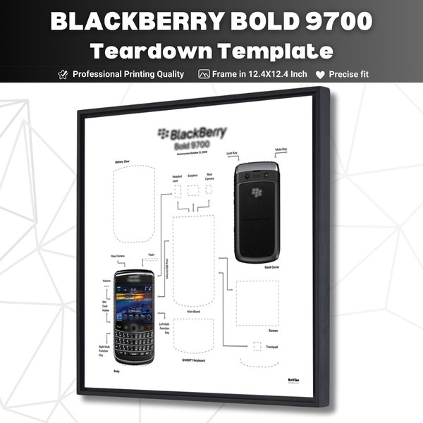 Blackberry Bold 9700 Teardown-Vorlagen-Download, BB Bold 9700 Demontagerahmen Tech Art, hochwertige Teardown-Vorlagen für BB Bold 9700