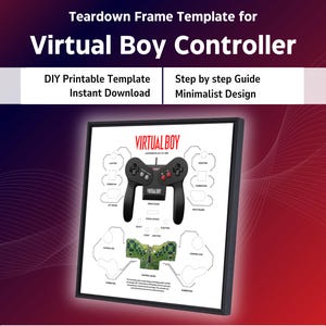 Virtual Boy Controller Teardown Template | Framed Virtual Boy 1995 DIY Printable File Instant Download | Console Disassembly for Virtual Boy
