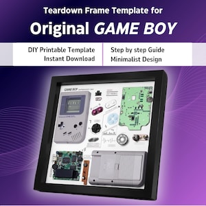 Original Game Boy Teardown Template | Download Gameboy Teardown Art | Disassembled Gameboy Framed  | DIY GameBoy Tech Art Schematic
