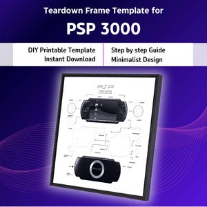 PSP 3000 Teardown Vorlage Download | Dekonstruierter Konsolenrahmen Desgin Art | Schematisch Zerlegt PSP 3000 | PSP Tech Rahmen Druckdatei