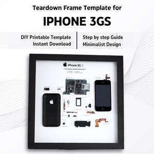 iPhone 3GS Teardown Template Download | Download Disassembled iPhone 3GS Framed Blueprint |  iPhone Teardown Template DIY Printable Art