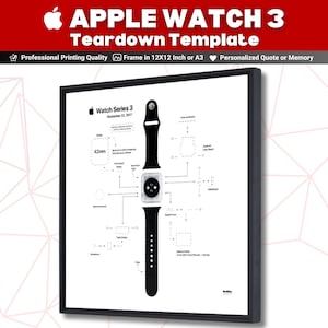 Apple Series 3 Watch Teardown Template Download , Third Gen Apple Watch Tech Art , Watch Series Frame Art , Apple Watch 3 Tear down Vorlag