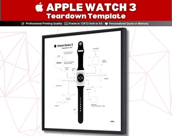 Apple Series 3 Watch Teardown Template Download , Third Gen Apple Watch Tech Art , Watch Series Frame Art , Apple Watch 3 Tear down Vorlag