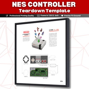 NES Controller Teardown Template Download , 1985 NES Game Console Gamepad Teardown Template , Disassembled Retro Game Controller TechArt PDF