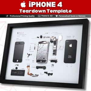 iPhone 4 Teardown Template Download | Disassembled iPhone 4 Framed Art | iPhone 4 Breakdown Frame | DIY iPhone 4 Template | iPhone 4 encadré