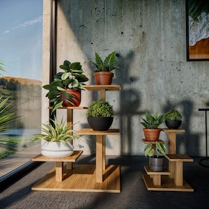 Holzbearbeitung Blumenstand Pläne | DIY Tiered Pflanzenregal Design Set