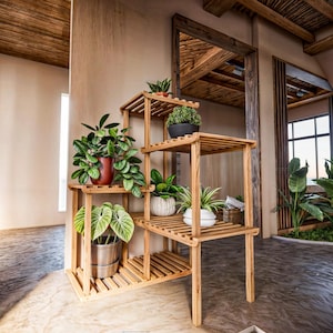 DIY hölzerne Blumenständer-Pläne - modernes abgestuftes Indoor Outdoor-Design