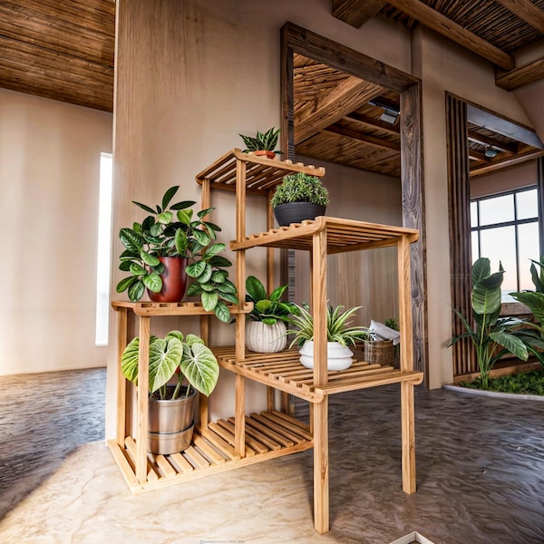 Plans de support de plante en bois à faire soi-même - Design intérieur extérieur moderne à plusieurs niveaux