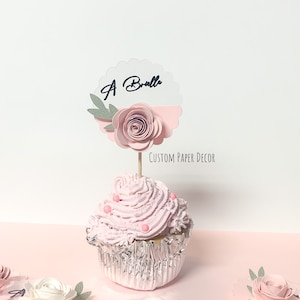 Baby in Bloom Cupcake Toppers, Rose Cupcake Topper, Floral Cupcake Topper, Babyshower Cupcake Topper, Baptism Cupcake Topper