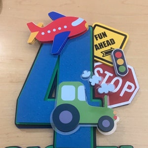 Transportation Topper, Construction Party, Construction Birthday, Truck Party, Plane Cake Topper, Boy Party, Custom Paper Decor