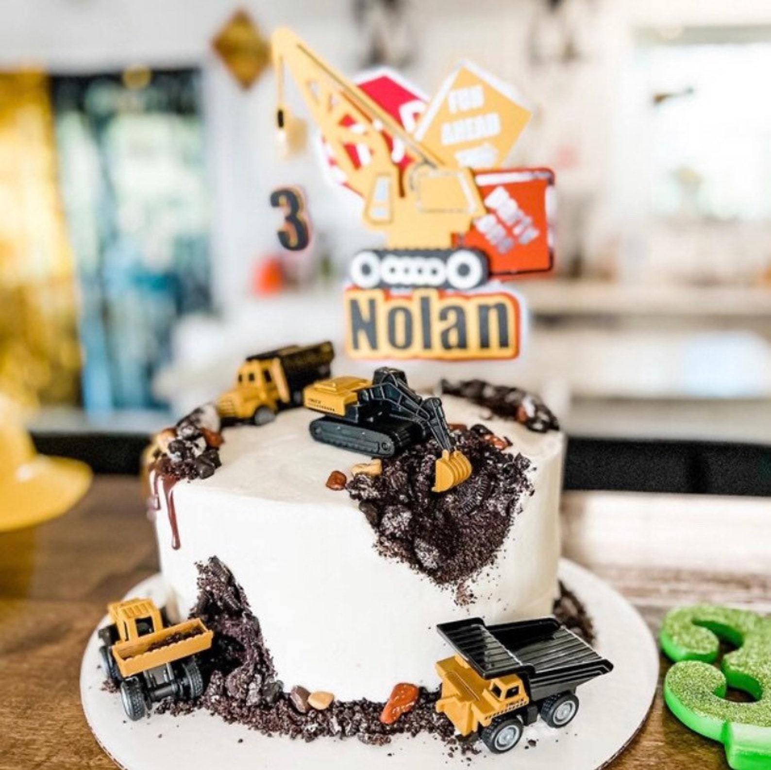 Construction Topper, Construction Party, Excavator Birthday, Truck ...