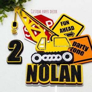 Construction Topper, Construction Party, Excavator Birthday, Truck Party, Tools Cake Topper, Two year Party, Boy Party, Custom Paper Decor