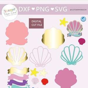 Mermaid Cake Topper SVG, Mermaid Cake Topper, Seashell Cake Topper File, Mermaid Cake Decor, 3D Layered Mermaid Cake Topper , Starfish File image 1