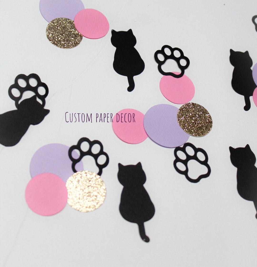 Cat Confetti Kitty Decor Kitten Birthday Party Cat Themed Etsy