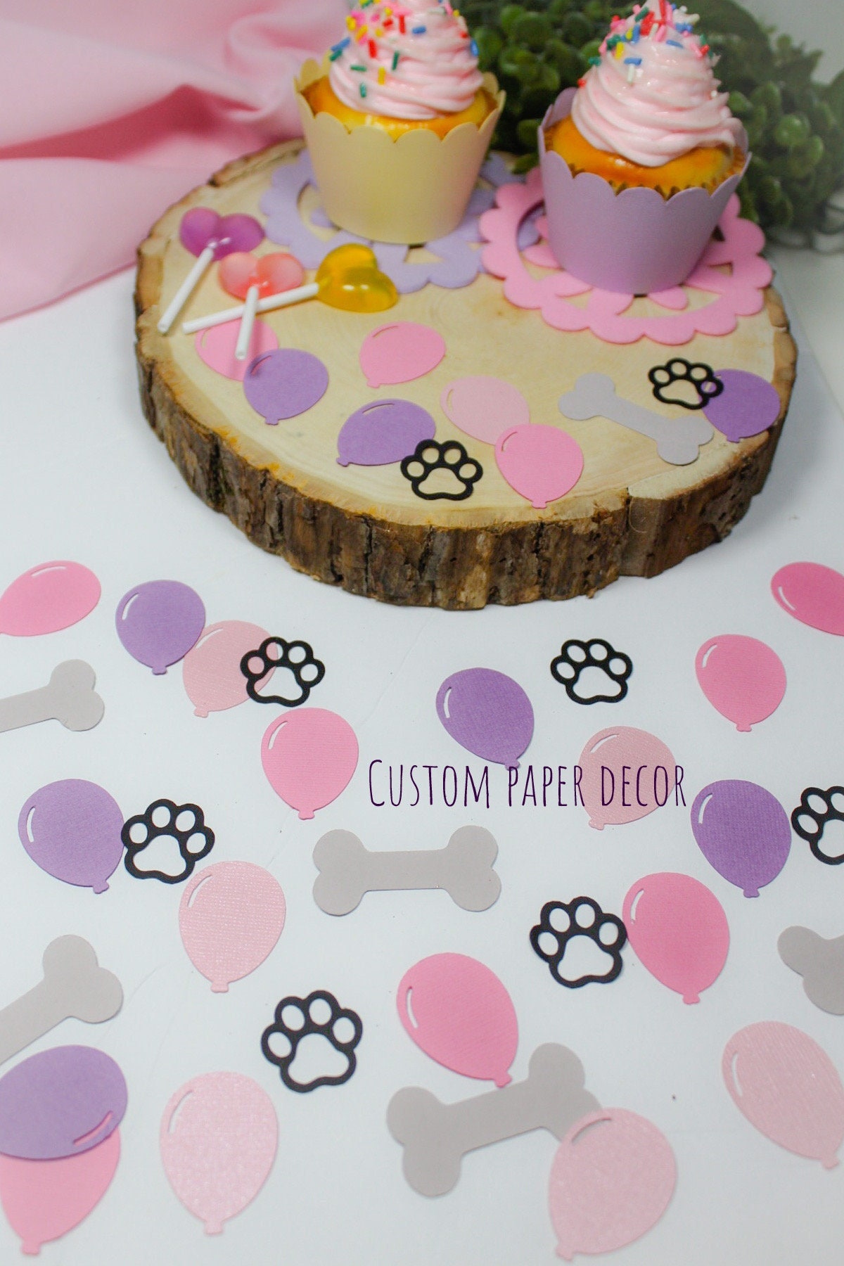 Lets Pawty Pink Purple Dog Confetti Animal Confetti Paw Print Confetti Bone Confetti Puppy Party Puppy Birthday