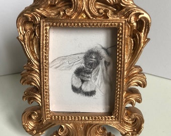 Abeille miniature encadrée originale de dessin