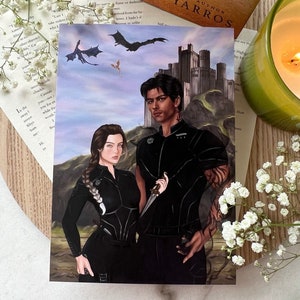 Dragon Riders Premium A6 Art Print Fourth Wing, officieel gelicentieerd | Drakenrijder | Violette Sorengail | Xaden Riorson