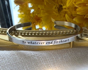 Throne of Glass Quote Bangle| To whatever end | You do not yield | You could rattle the stars| I am here, I am with you.| Bookish Jewellery