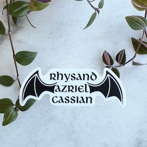 Bat boys Wingspan Rhysand Azriel Cassian OFFICIALLY LICENSED ACOTAR water resistant sticker decal | Bookish Sticker