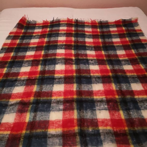 60er Jahre Mohair Decke Yacht Plaid kariert