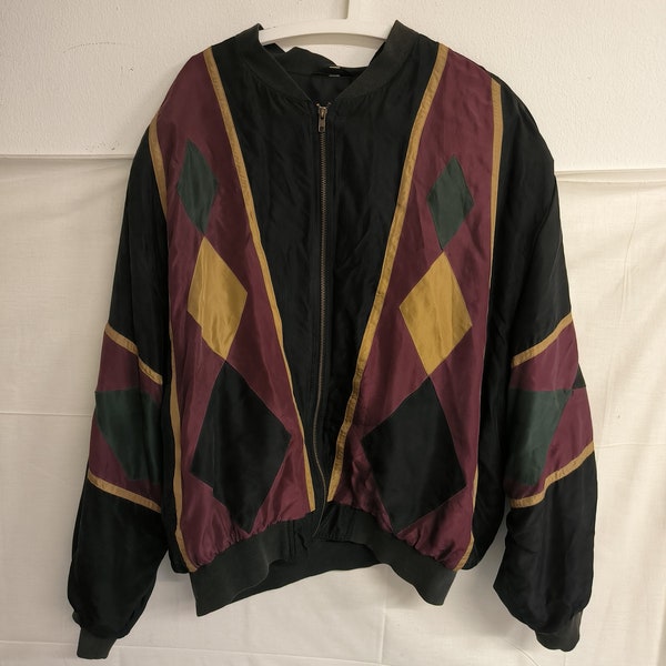 Vintage 90er Jahre Seiden Jacken mit Schulterpolstern in Größe XL