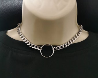O ring chain, O ring chain choker, O ring chain necklace, o ring link chain, o ring link necklace, large o ring necklace, chunky necklace