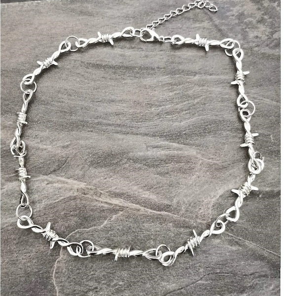 Ras de cou en fil de fer barbelé, collier en fil de fer barbelé, acier inoxydable, collier en fil de fer barbelé, collier en fil de fer barbelé pour homme, collier en fil de fer barbelé unisexe, homme