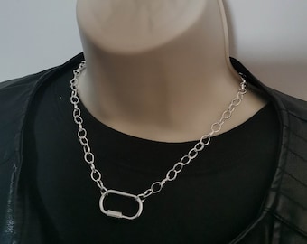 large carabiner choker, carabiner clasp chain, carabiner chain necklace , chunky  chain necklace, womens necklace, mens necklace, punk neckl