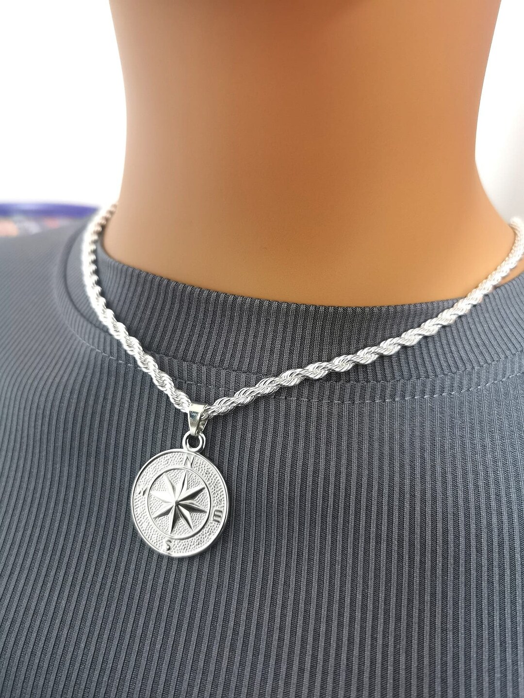 North Star Compass Necklace for Men, Compass Necklace for Men, Compass