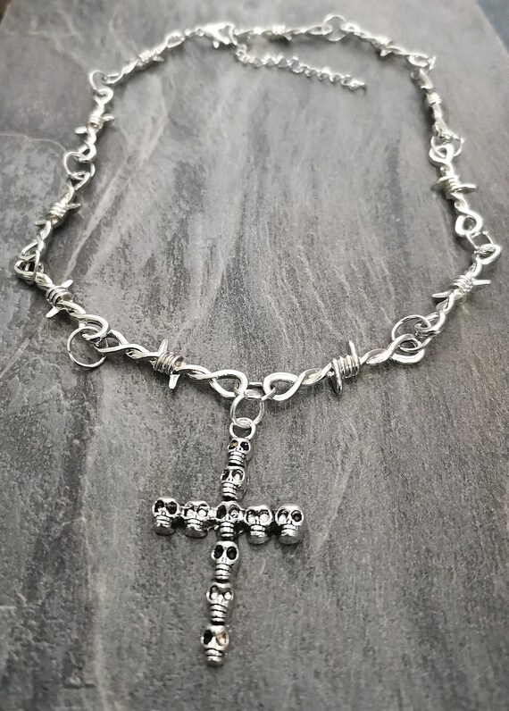 Barbed wire cross necklace best sale