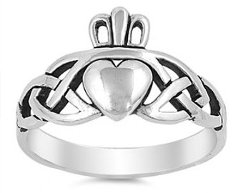 Claddagh Ring Personalized Sterling Silver Ring, Wedding Ring, Wedding Band, Engagement Ring, Vintage Ring MPSR1221