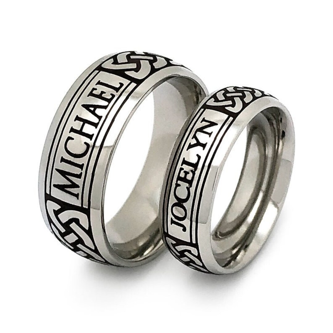 Celtic Wedding Band, Wedding Band Set His and Hers, Personalized