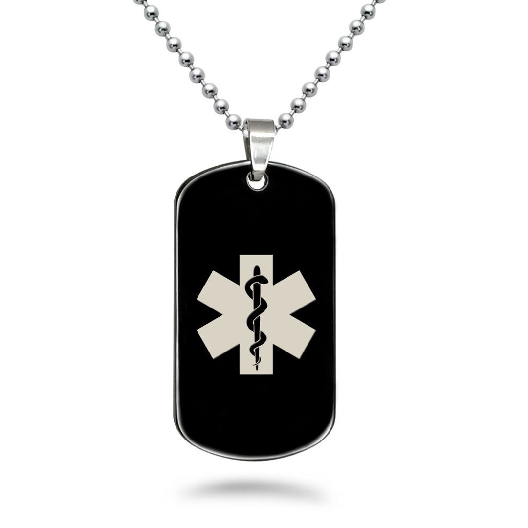 Personalized Medical Alert Dog Tag Necklace Stainless Steel Etsy