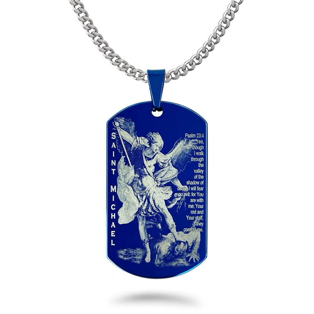 Dog Tag Necklace Psalm 234 Personalized Dog Tag Necklace Gifts for Him Fathers Day Gift
